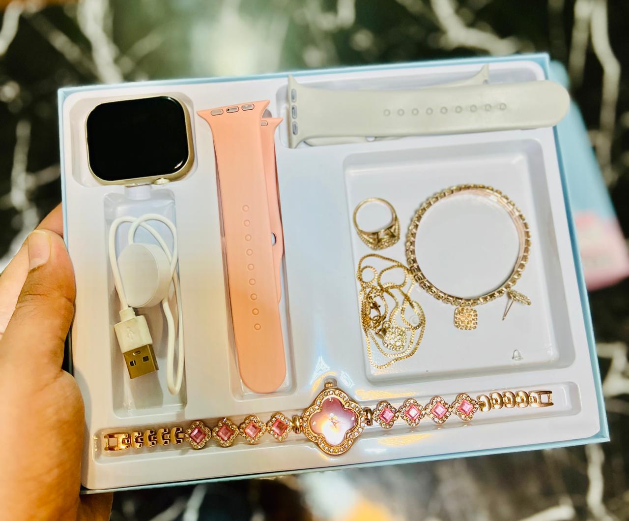 All in One Deal  Smart Watch With jewellary Set