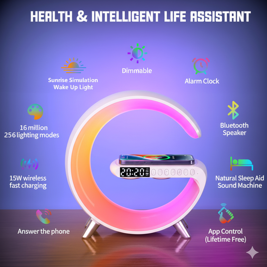 G-Shape RGB LED Lamp – Smart led Wireless Charging ✨