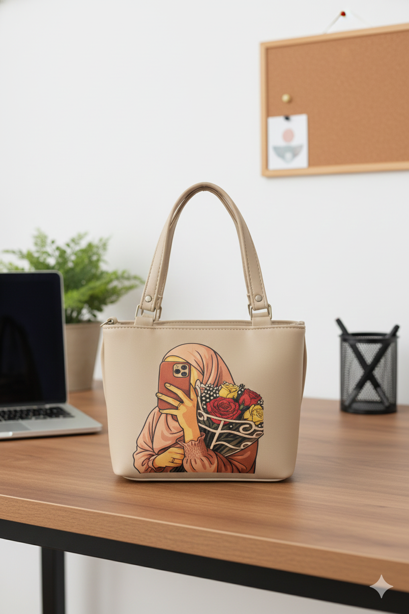 Modern Woman Floral Print Tote | Everyday Vegan Shoulder Bag