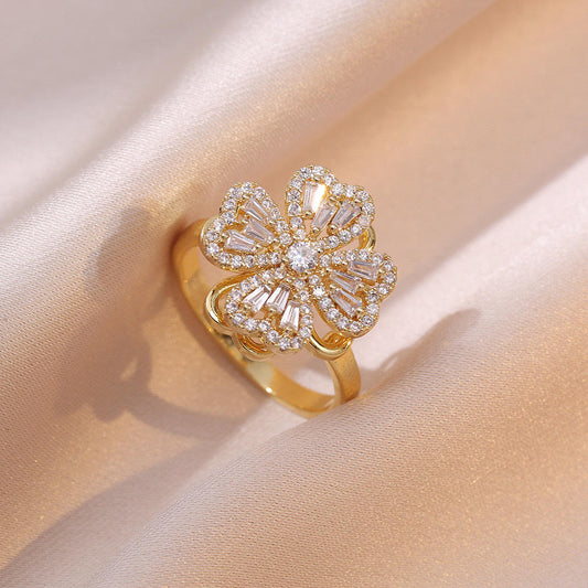 New Zircon Rotatable Four Leaf Clover